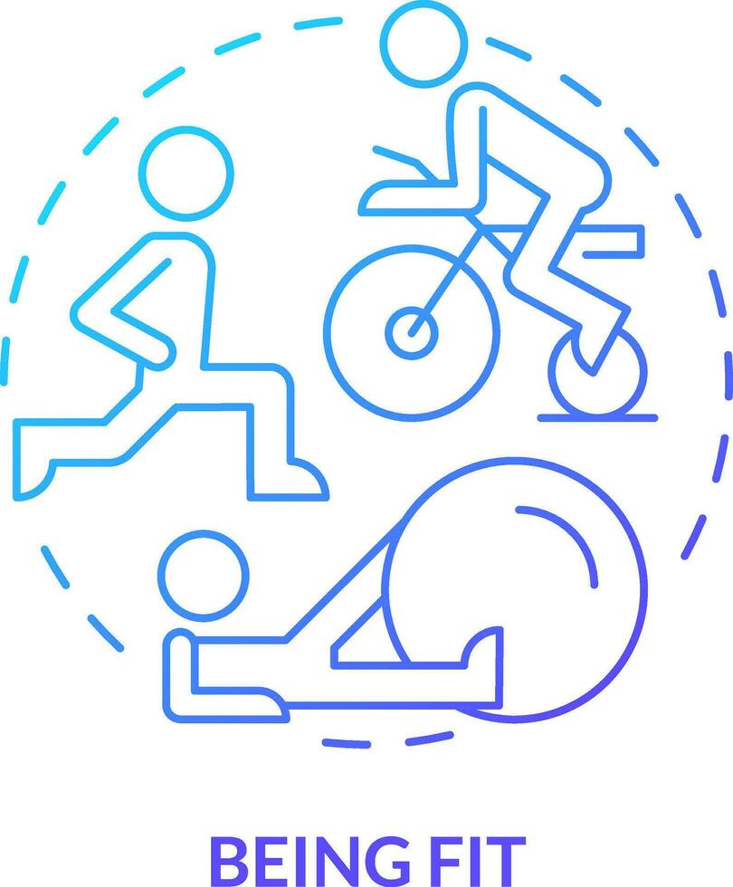 Being fit blue gradient concept icon. Basic life skill abstract idea thin line illustration. Regular exercises. Weight loss. Physical activity. Isolated outline drawing vector