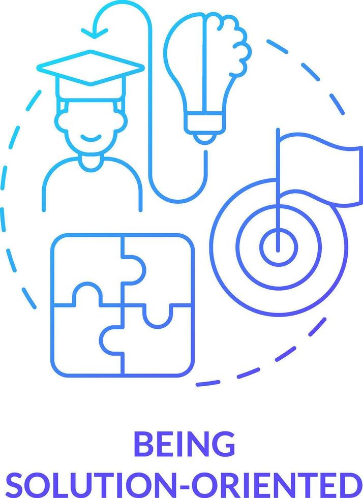 Being solution-oriented blue gradient concept icon. Resilience skill abstract idea thin line illustration. Achieve personal goals. Problem solving. Isolated outline drawing vector