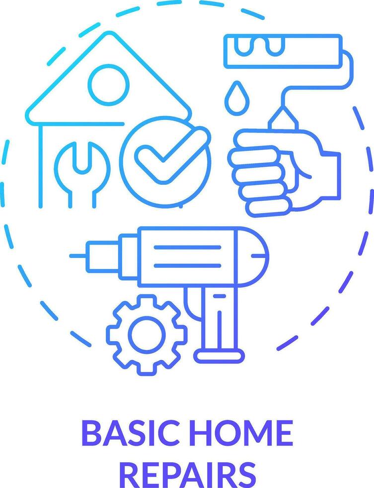 Basic home repairs blue gradient concept icon. Important life skill abstract idea thin line illustration. Home improvement. DIY project. Isolated outline drawing vector