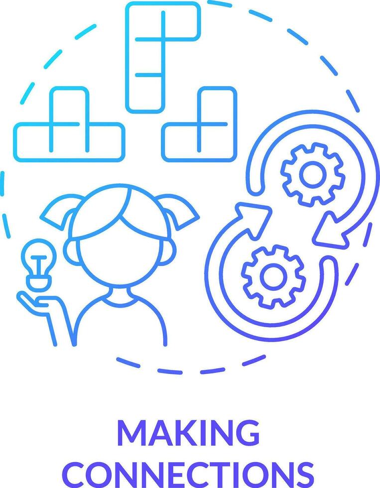 Making connections blue gradient concept icon. Basic life skill for kid abstract idea thin line illustration. Solving problems. Flexible thinking. Isolated outline drawing vector