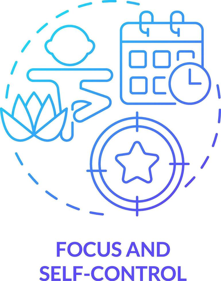 Focus and self-control blue gradient concept icon. Behavior management for child abstract idea thin line illustration. Self regulation. Isolated outline drawing vector