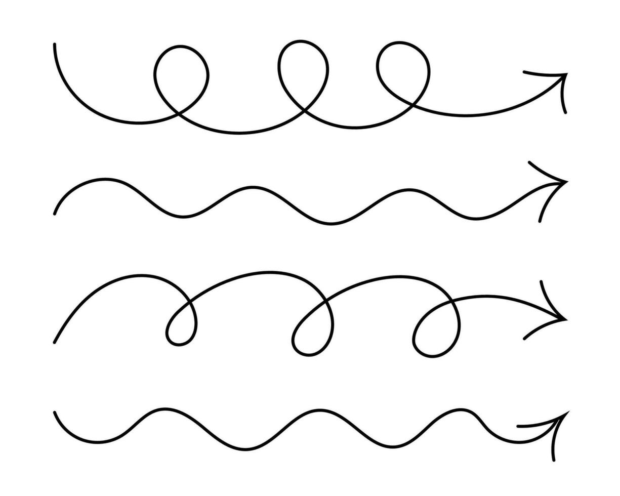 Set of abstract decorative line arrows, vector design elements, dividers for tattoos and other graphic decorations.