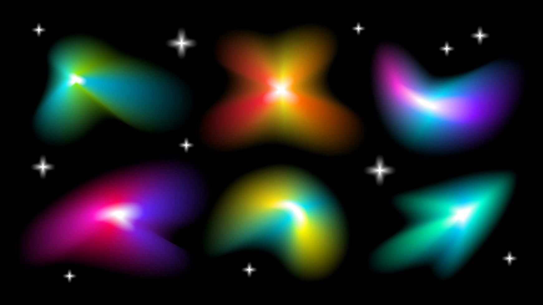 conjunto de vistoso degradado desenfoques, decorativo vector transparente estallidos de color, espacio nebulosa explosiones