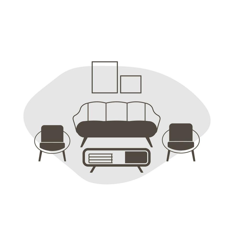 Living room furniture icon. Furniture and interior design. Vector icon in trendy flat style.