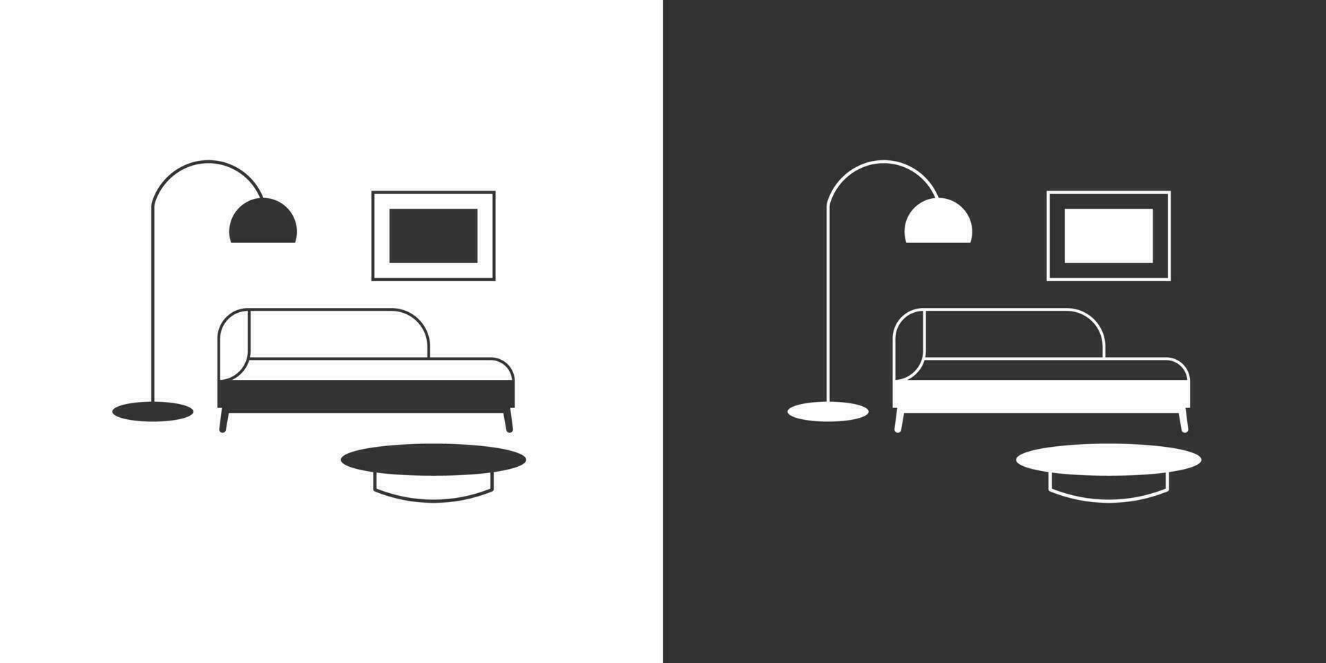 Furniture icon. Isolated on black and white background. Interior vector icon