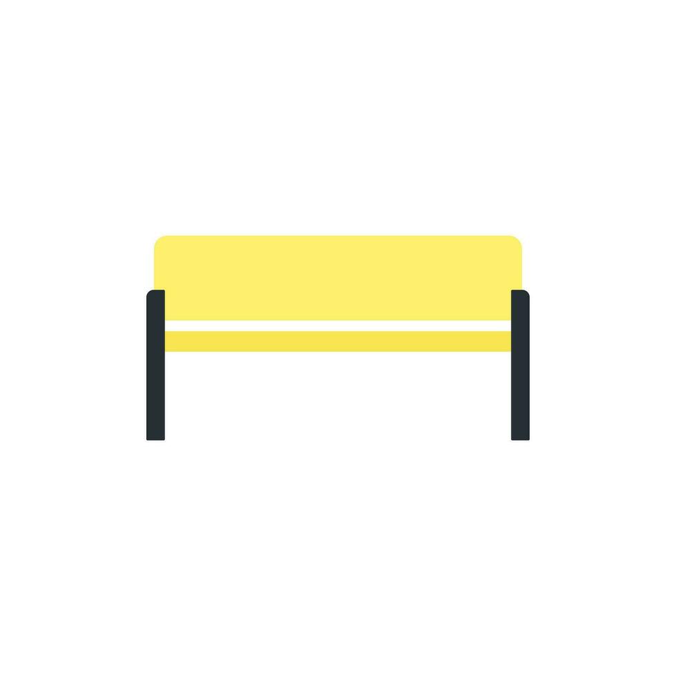 Bench icon in flat style. Seat vector icon on white isolated background. Park furniture business concept.