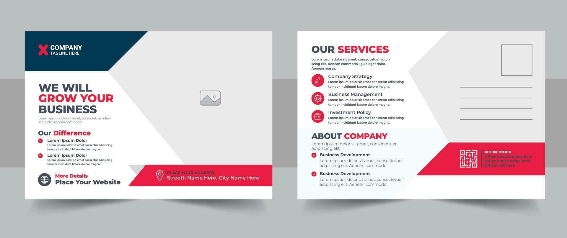 Creative corporate business postcard EDDM design template, amazing and modern postcard design, stylish corporate postcard design layout vector