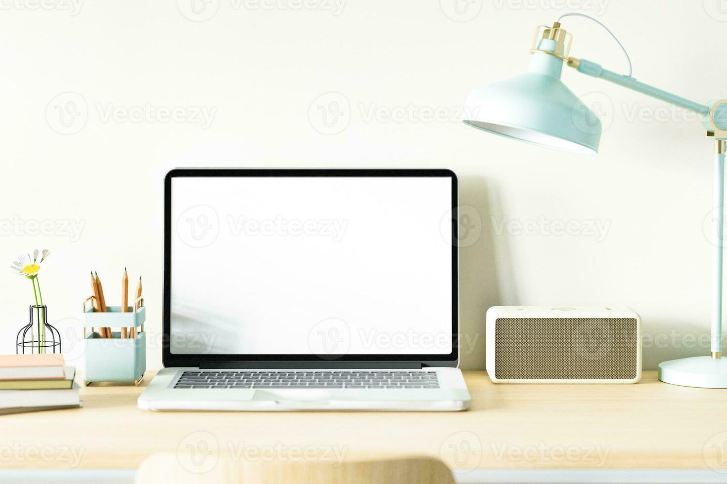 Mockup Computer laptops and Laptop blank screen mockup. 3D rendering photo