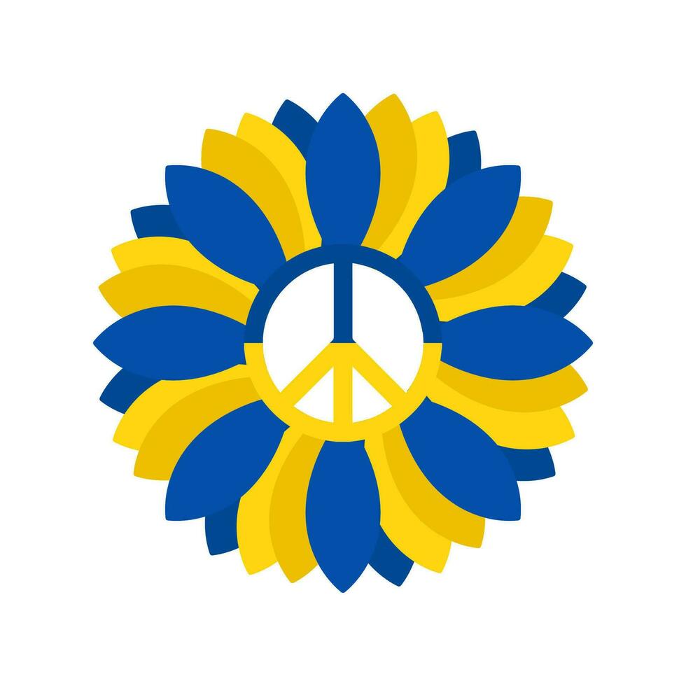 Icon with blue-yellow flower and peace sign vector