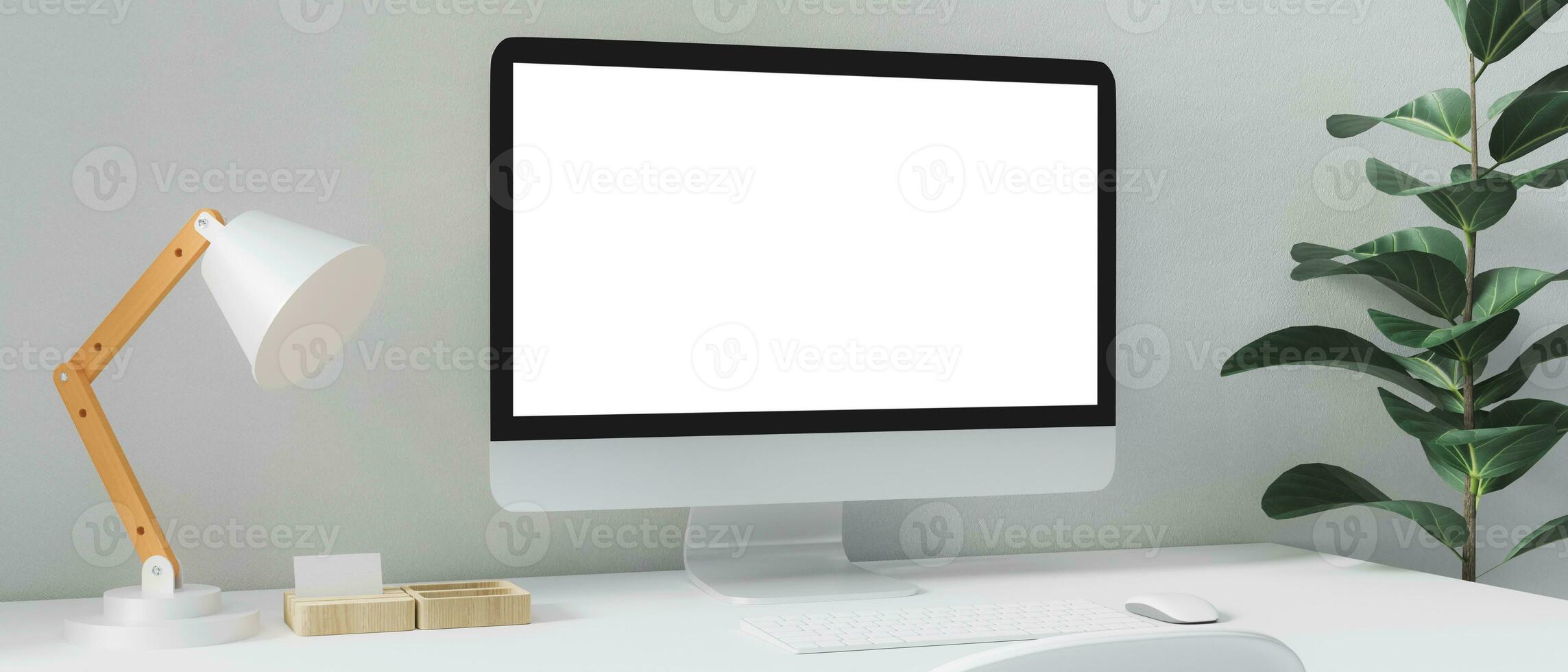 Workspace with mockup blank screen computer photo