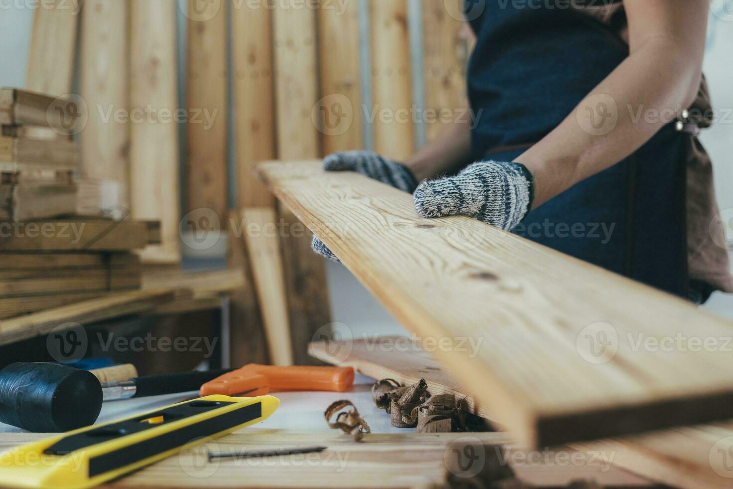 DIY woodwork and furniture making concept. photo