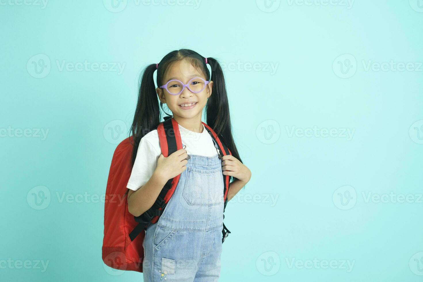 Kid students girl going to school, i like school. photo