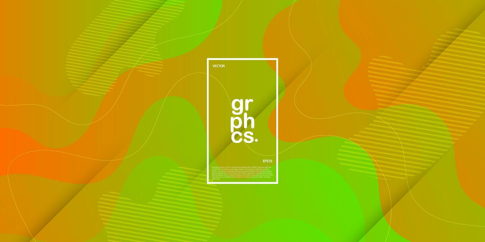 Modern simple colorful abstract background with green and orange color fluid wavy design. Eps10 Vector template