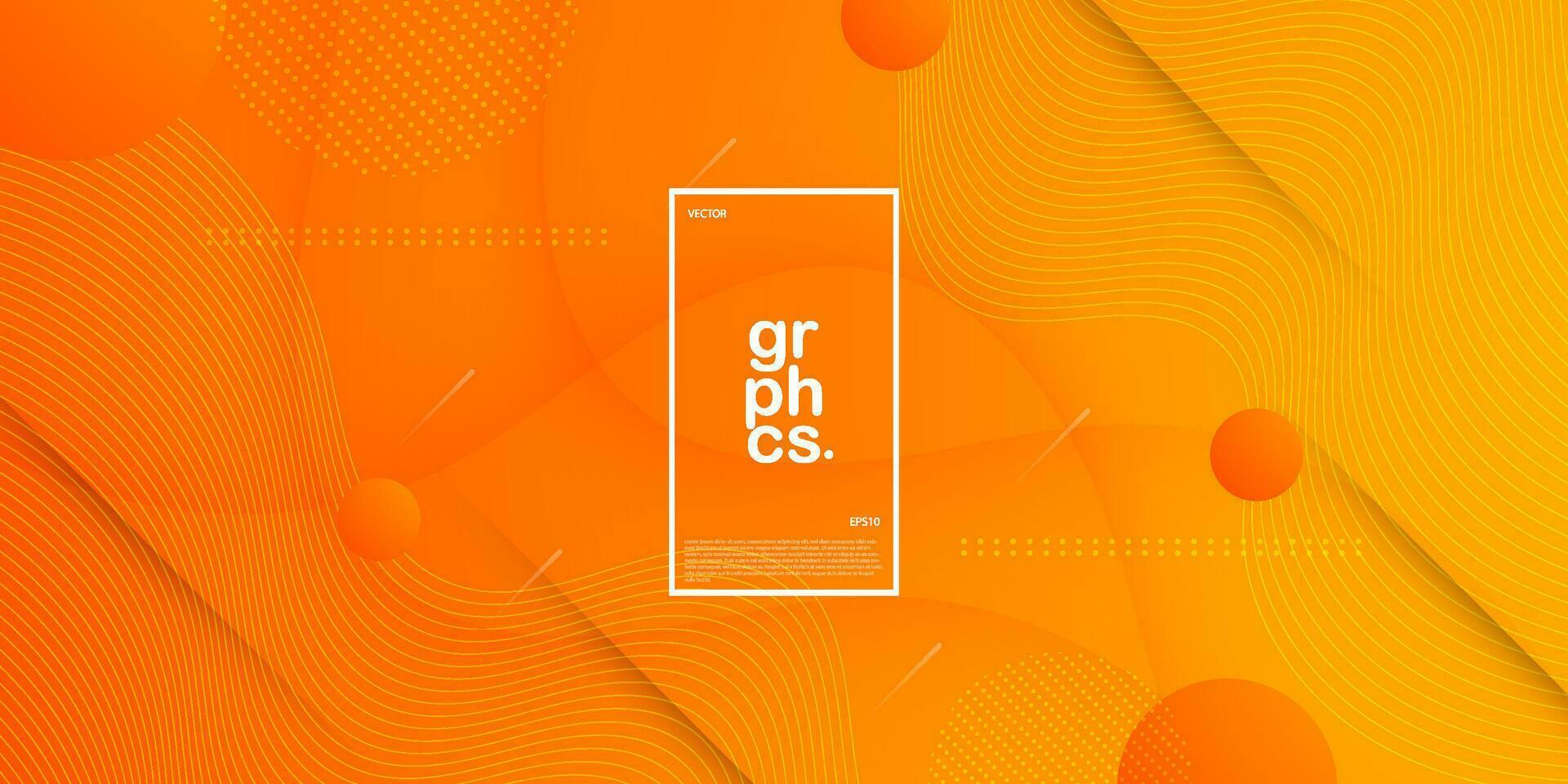 Bright orange abstract background with simple shapes and wavy lines. Trendy and colorful orange design. popular and modern with shadow 3d concept. Eps10 vector
