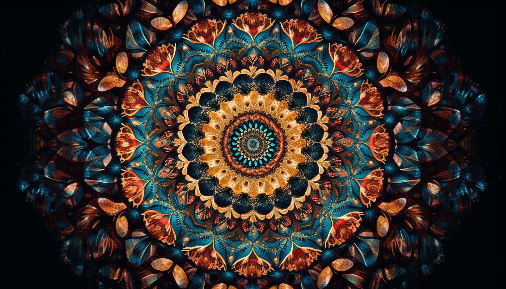 Floral mandala design element in vibrant s generated by AI photo