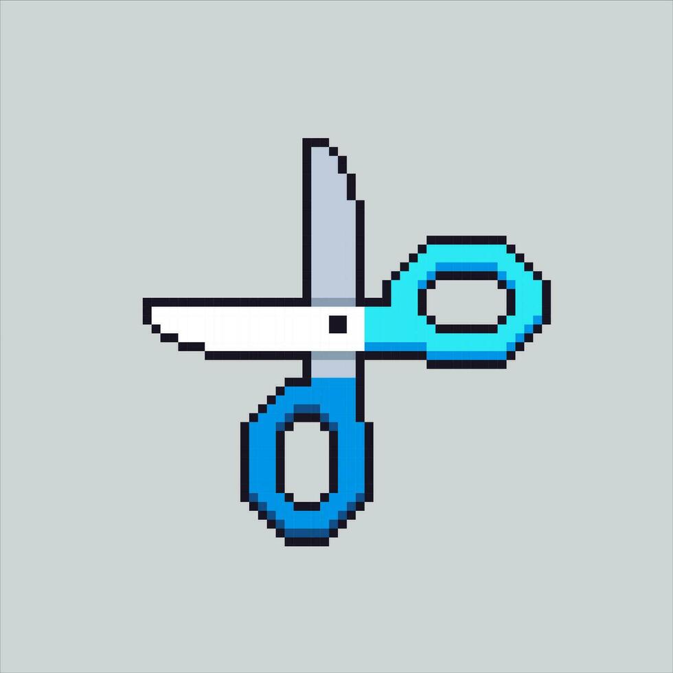 Pixel art illustration Scissors. Pixelated scissors tools. Scissors cutter pixelated for the pixel art game and icon for website and video game. old school retro. vector