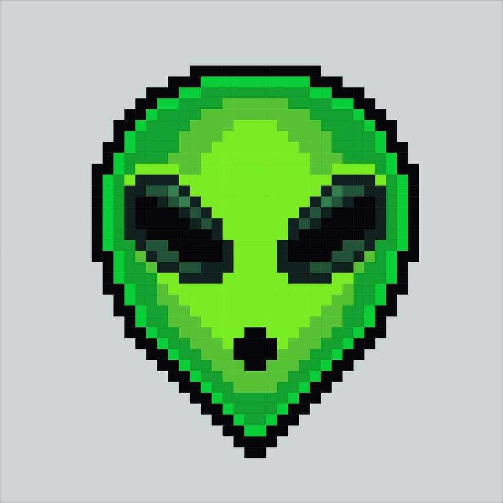 Pixel art illustration UFO Alien icon. Pixelated Alien. Green Alien emoji icon pixelated for the pixel art game and icon for website and video game. old school retro. vector