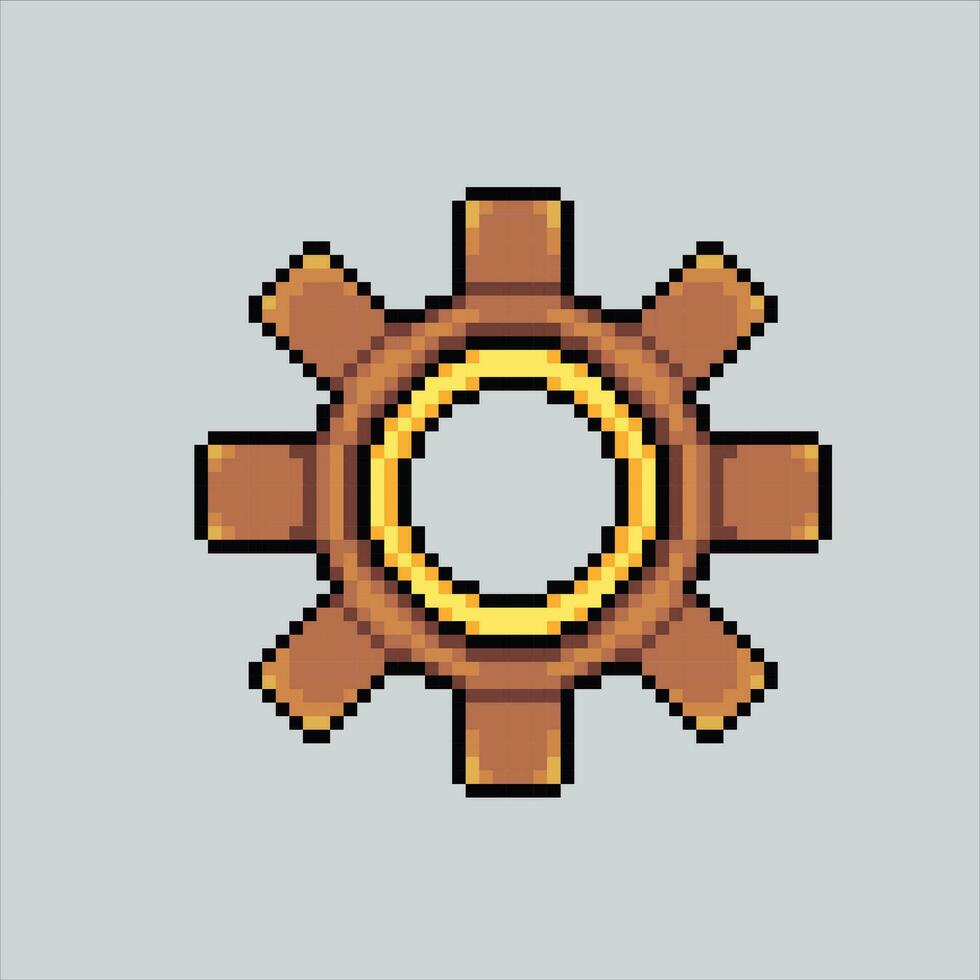 Pixel art illustration Gear icon. Pixelated gear. Gear settings icon pixelated for the pixel art game and icon for website and video game. old school retro. vector
