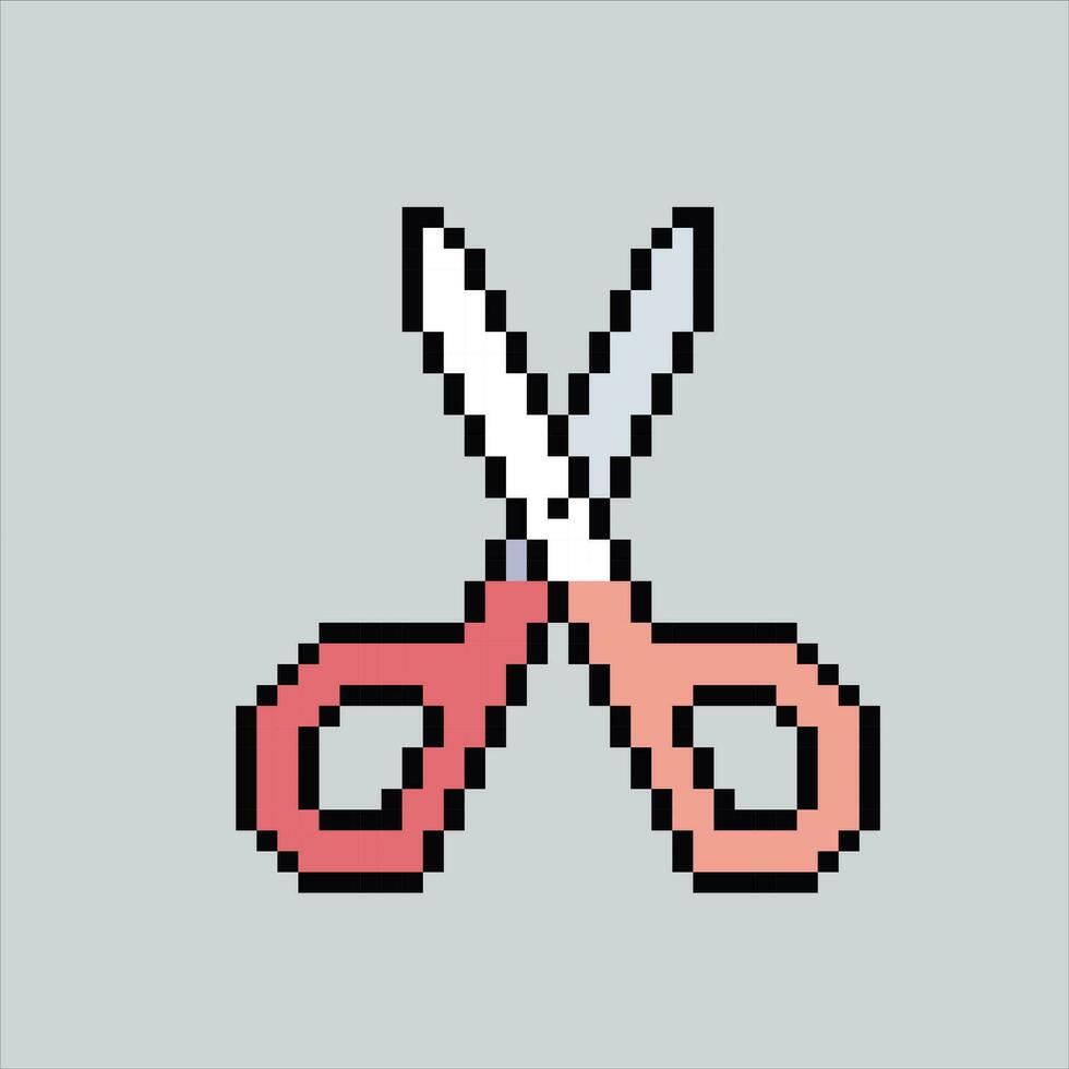 Pixel art illustration Scissors. Pixelated scissors tools. Scissors cutter pixelated for the pixel art game and icon for website and video game. old school retro. vector