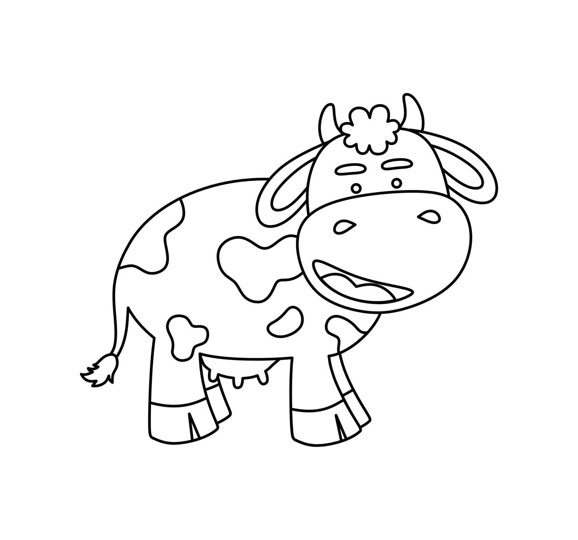 Cow Character Black and White Vector Illustration Coloring Book for ...