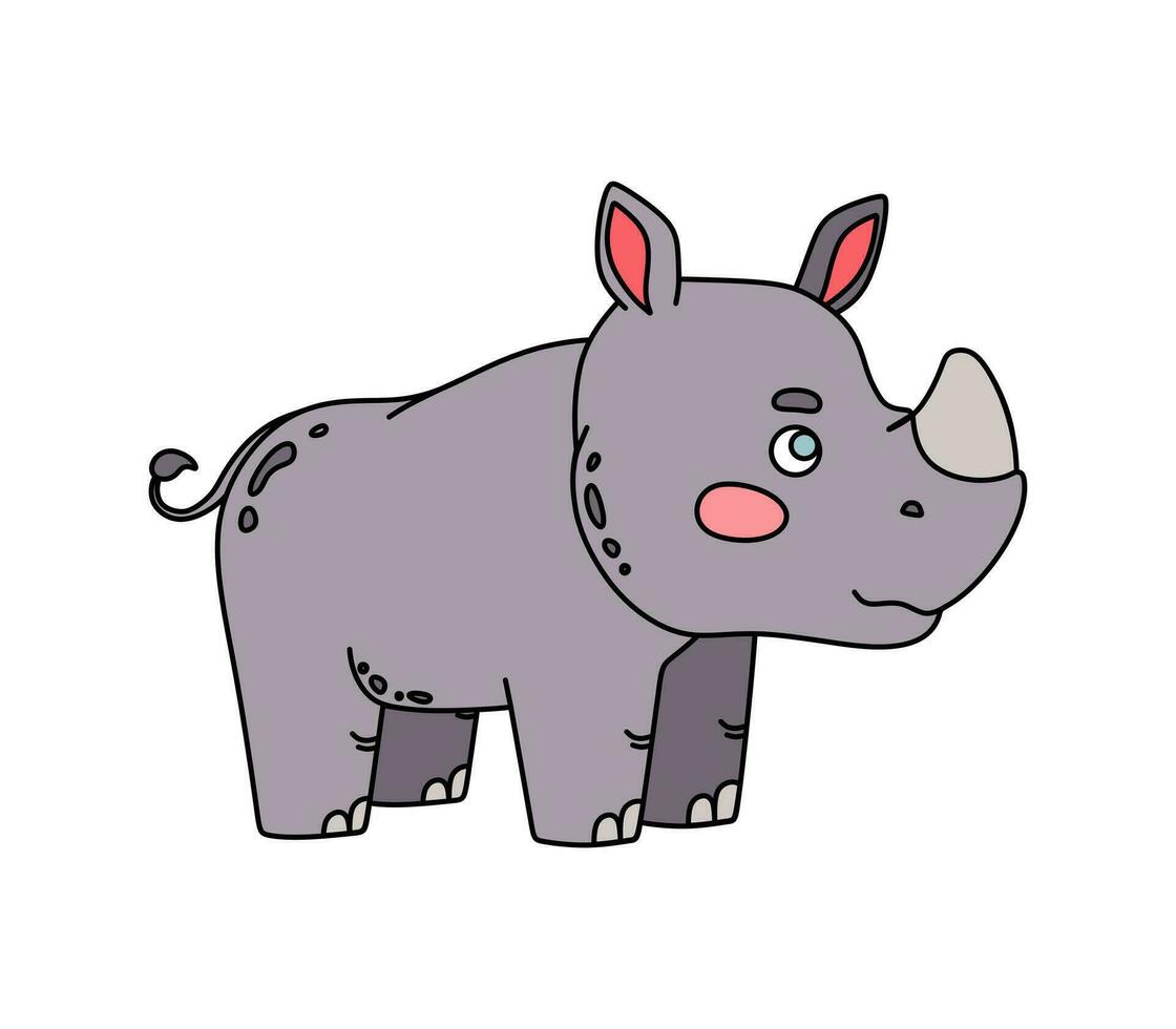 Rhino Doodle Vector color illustration Isolated on white background