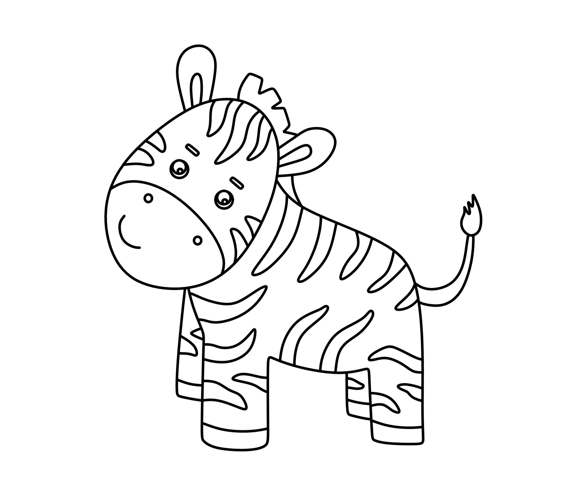 Zebra Character Black and White Vector Illustration Coloring Book for ...