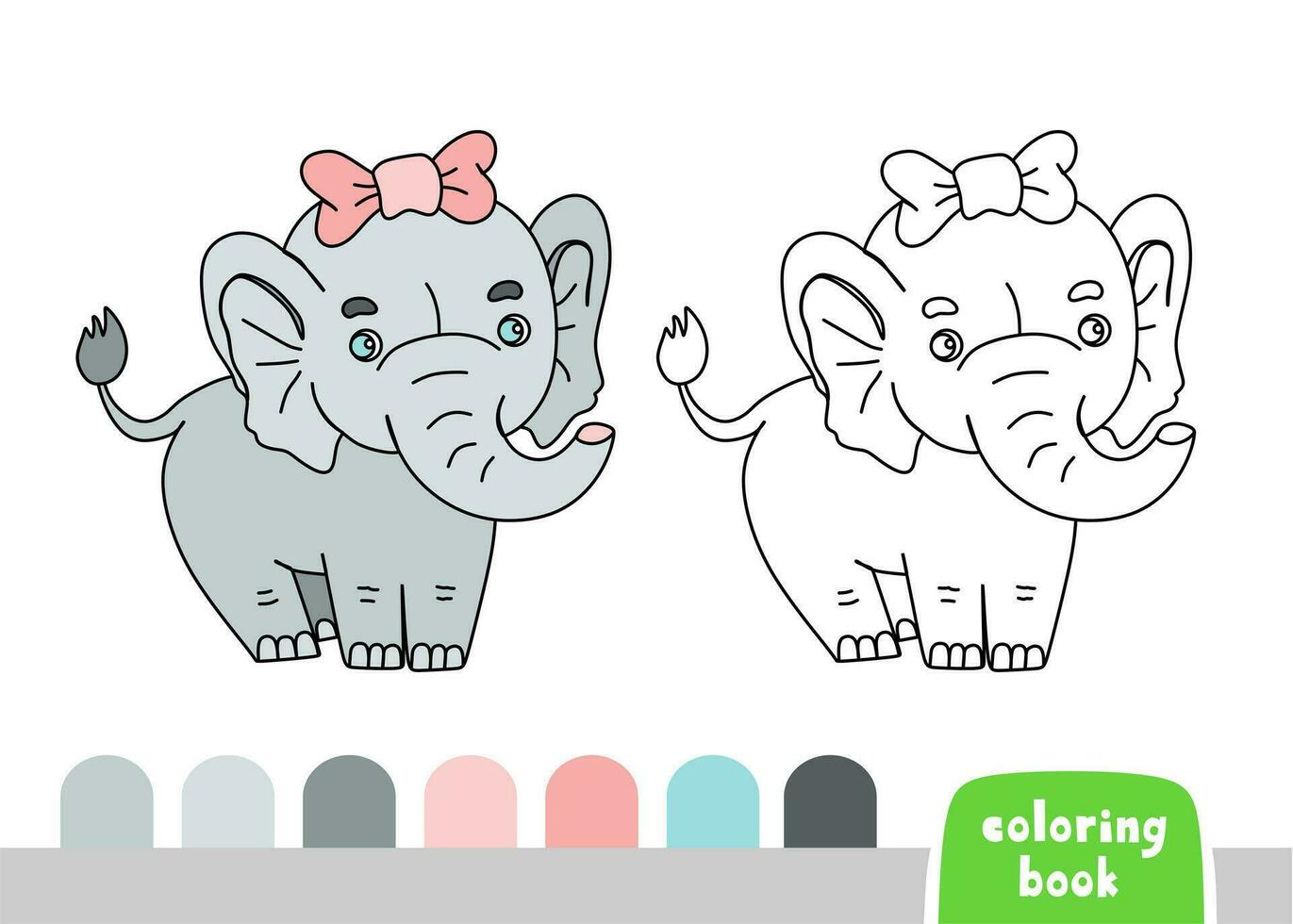 Coloring Book for Kids Elephant Page for Books Magazines Vector Illustration Template