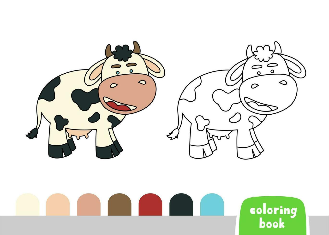 Coloring Book for Kids Cow Page for Books Magazines Vector Illustration Template