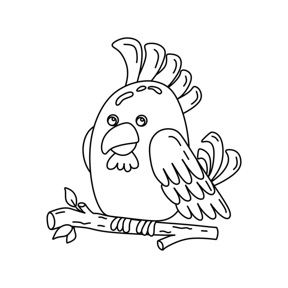 Parrot Character Black and White Vector Illustration Coloring Book for Kids