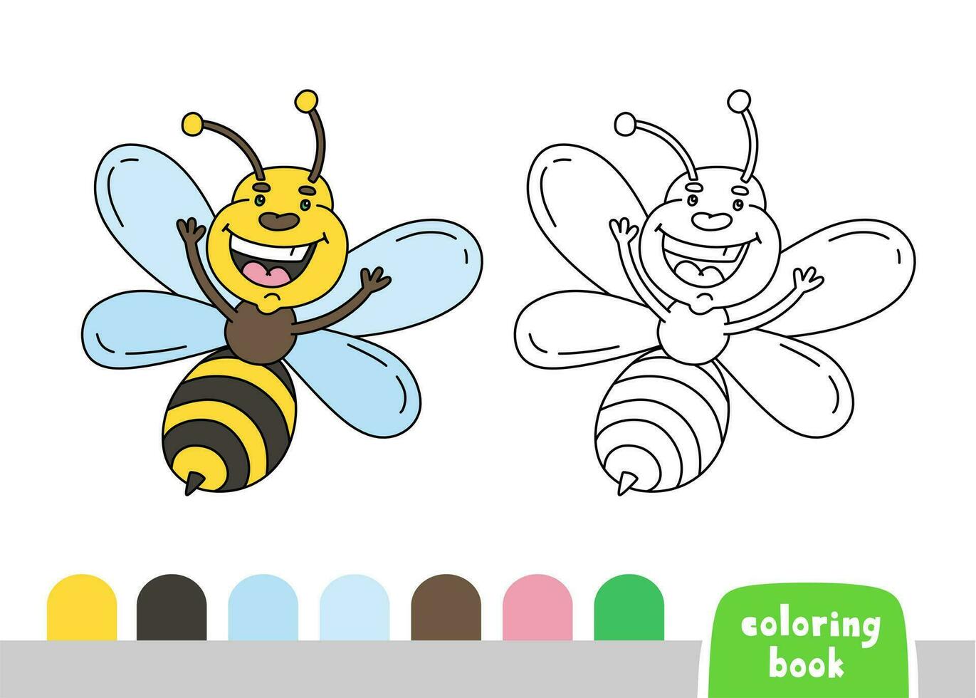 colorante libro para niños abeja página para libros revistas vector ilustración modelo