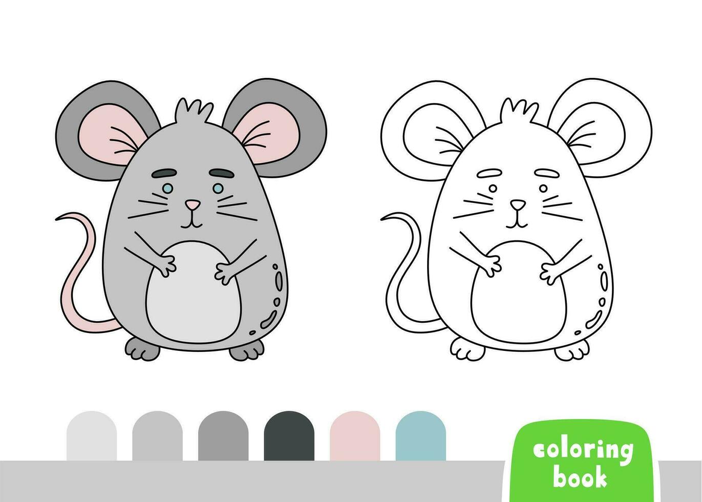 Coloring Book for Kids Mouse Page for Books Magazines Vector Illustration Template