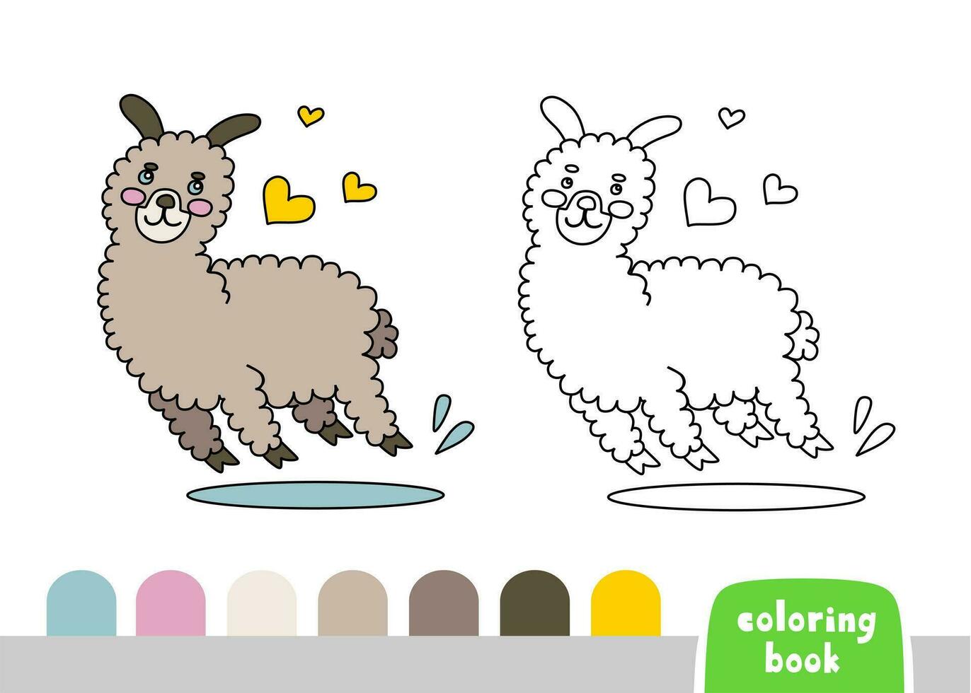 Coloring Book for Kids Llama Page for Books Magazines Vector Illustration Template