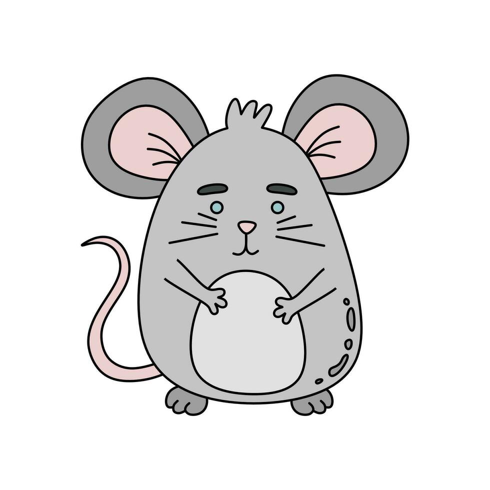 Mouse Doodle Vector color illustration Isolated on a white background