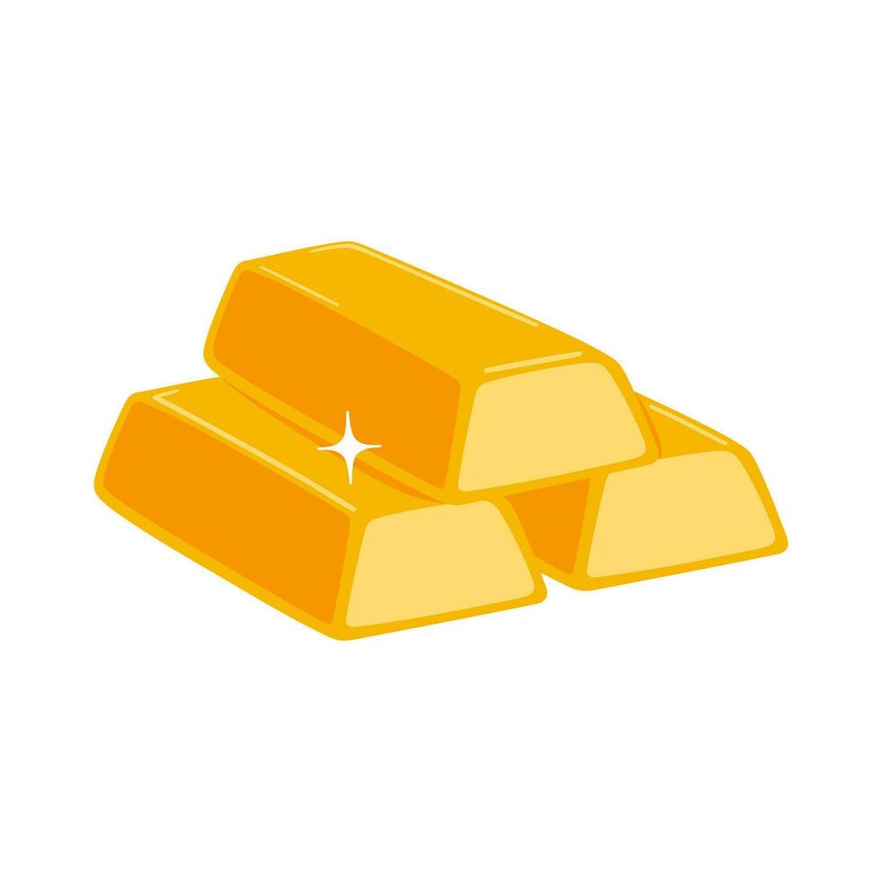 Cartoon illustration of stack of gold bars isolate on white background. Vector graphics.