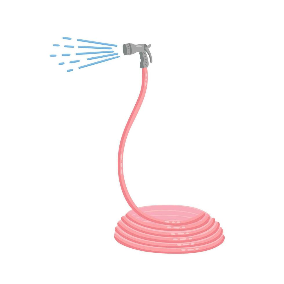pink watering hose, garden hose. Illustration for printing, backgrounds, covers and packaging. Image can be used for greeting cards, posters, stickers and textile. Isolated on white background. vector
