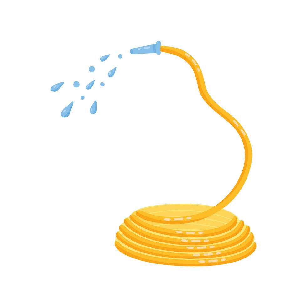 yellow watering hose, garden hose. Illustration for printing, backgrounds and packaging. Image can be used for greeting cards, posters, stickers and textile. Isolated on white background. vector
