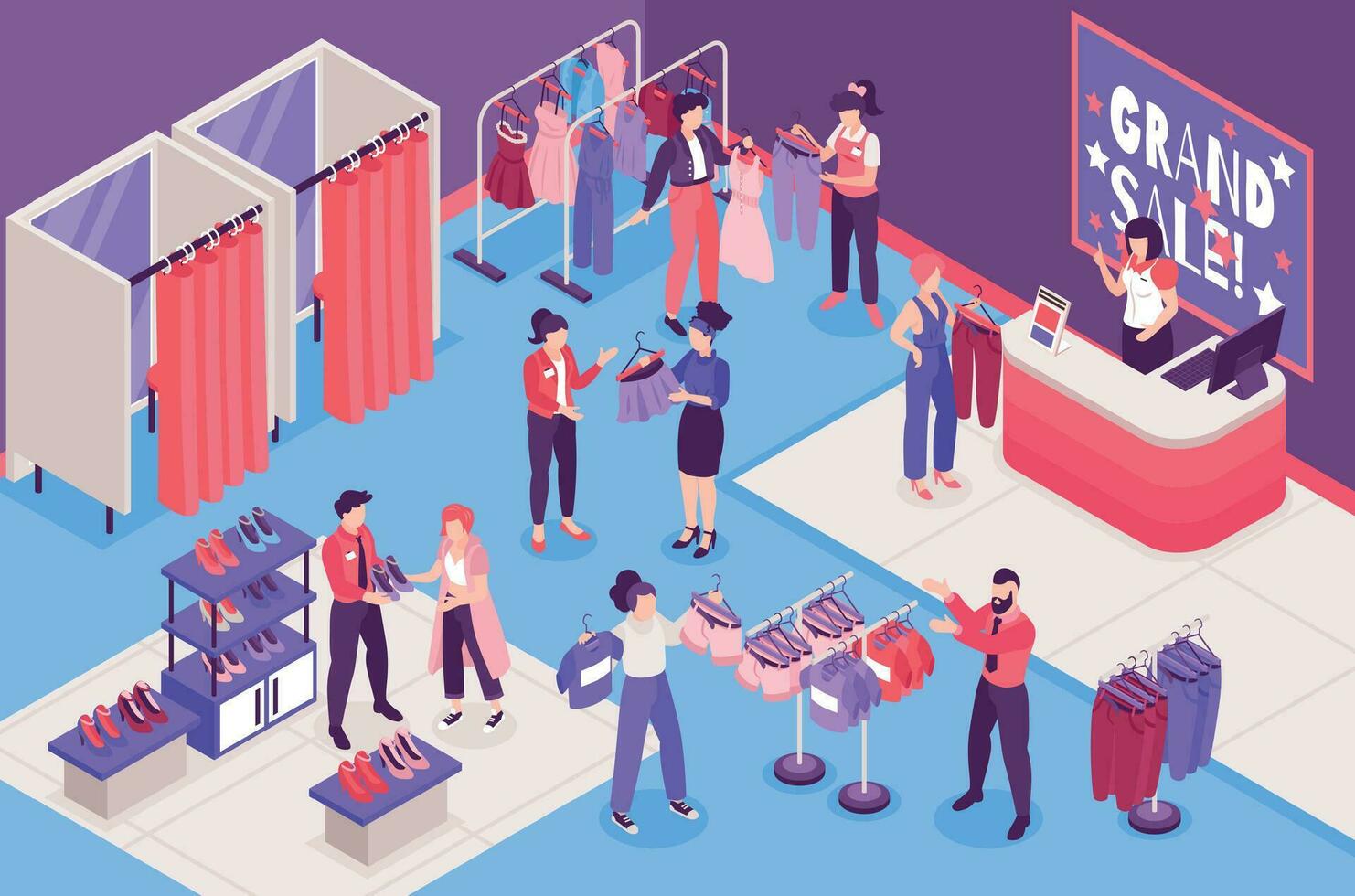 Isometric Clothing Store Illustration vector