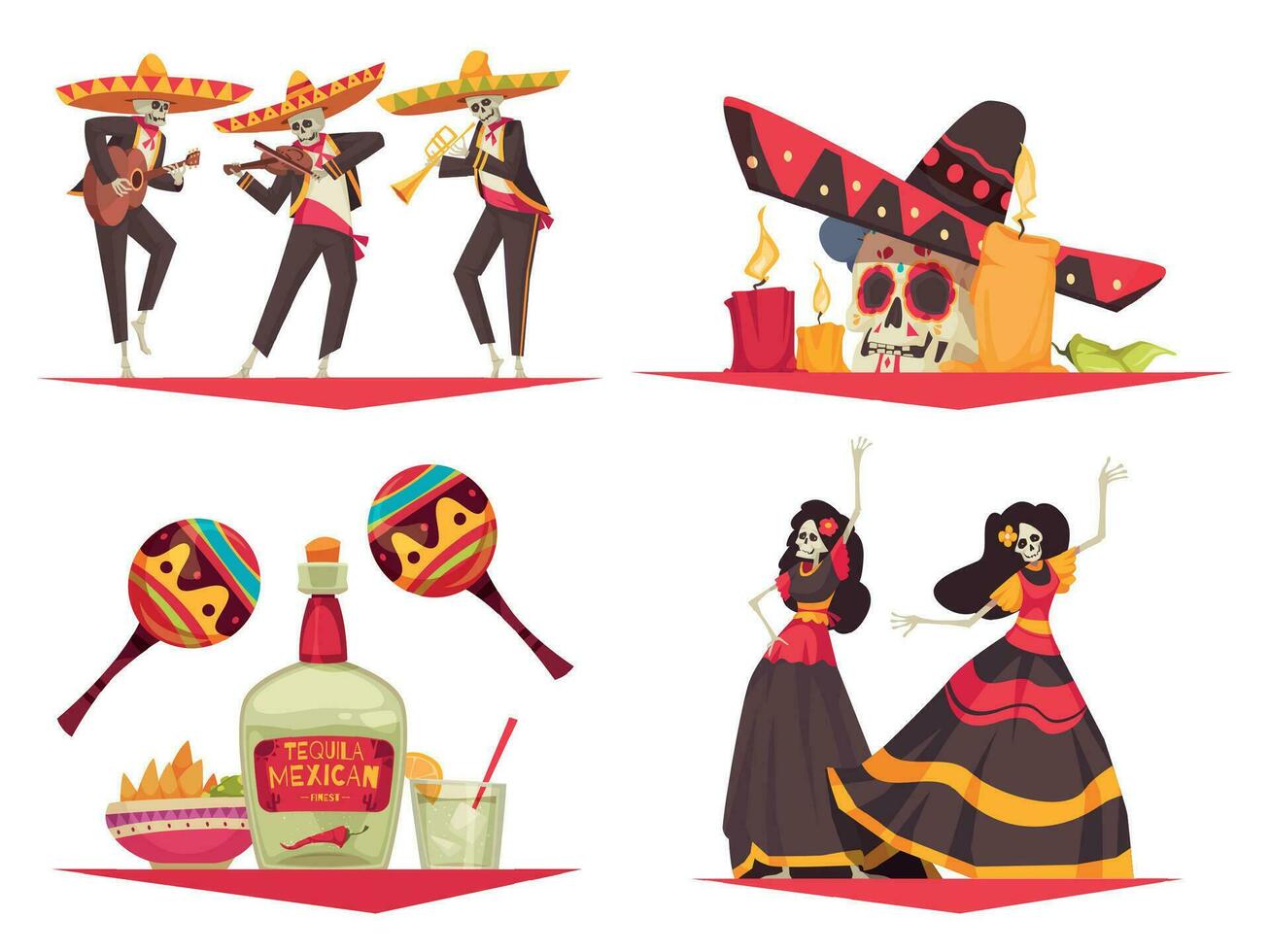 Day Of Dead Compositions Set vector