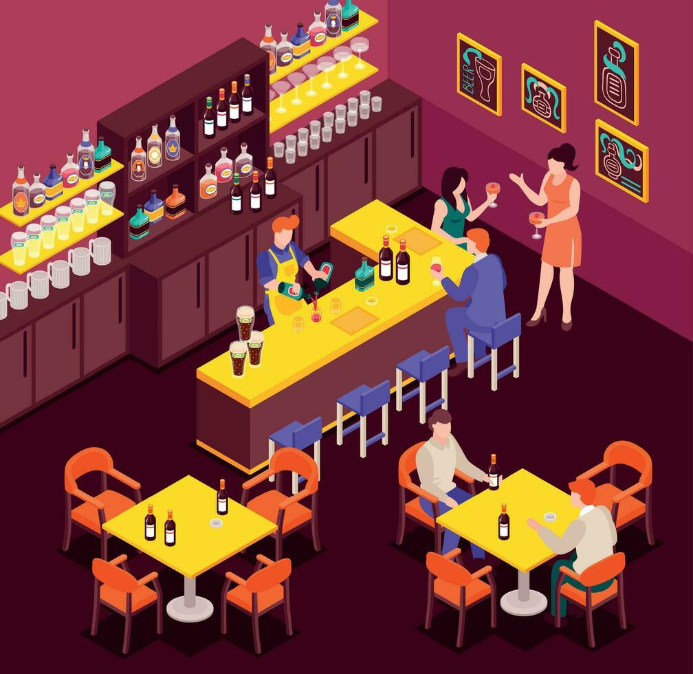 Isometric Barman Illustration vector