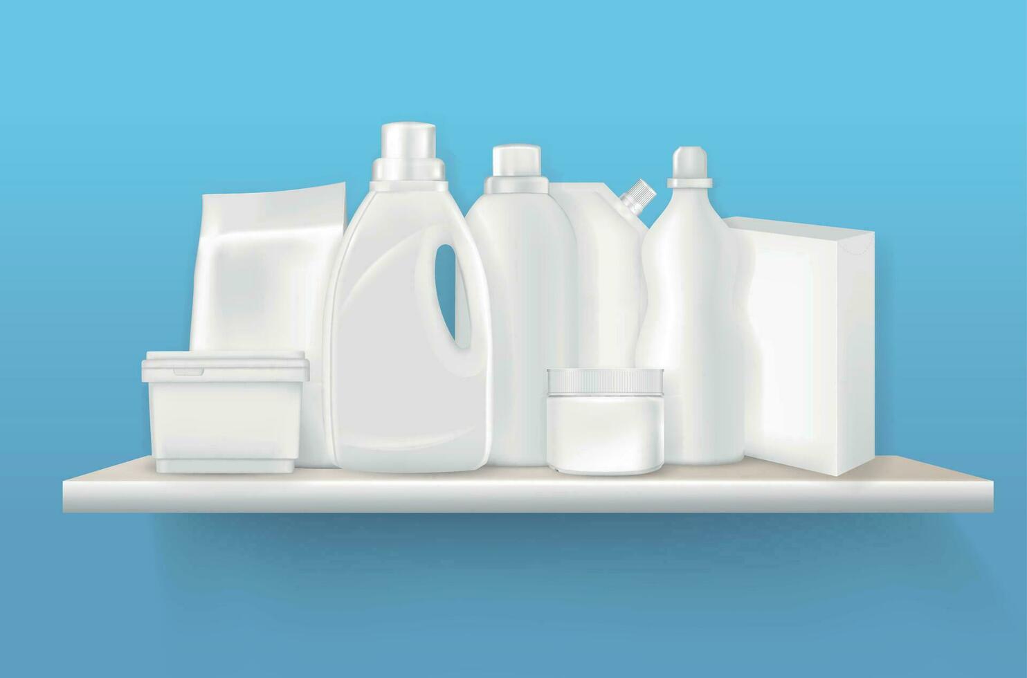 Detergent Bottles Shelf Composition vector