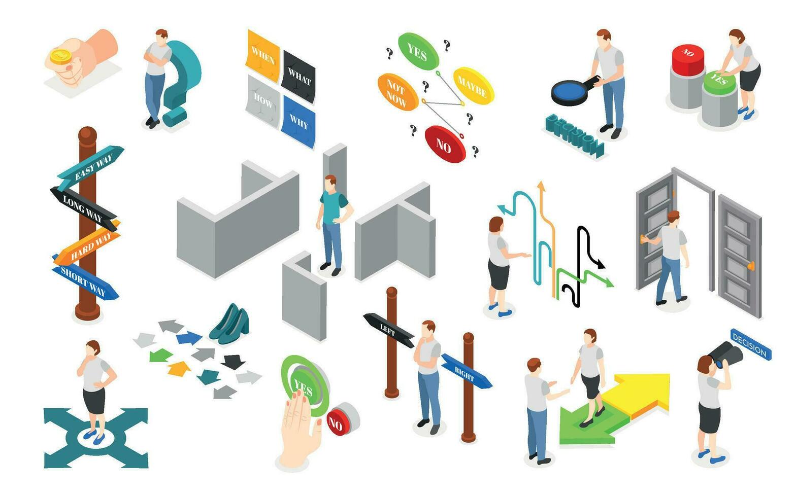 Decision Making Icons Set vector