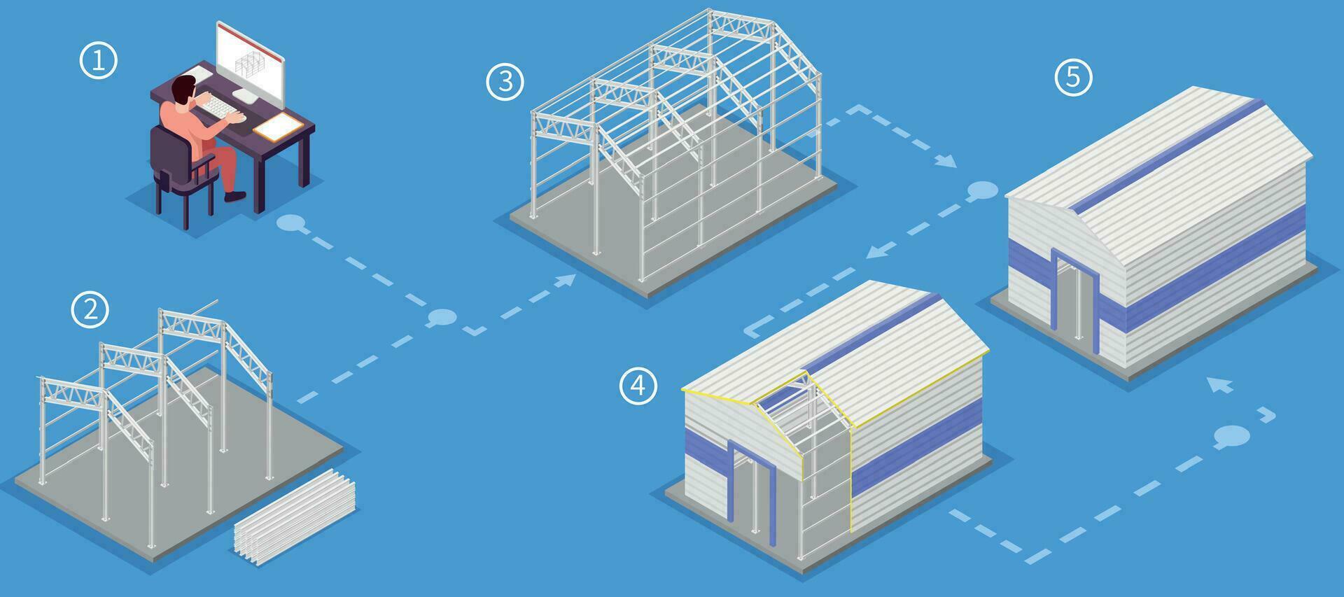 Metal Constructions Infographic Set vector
