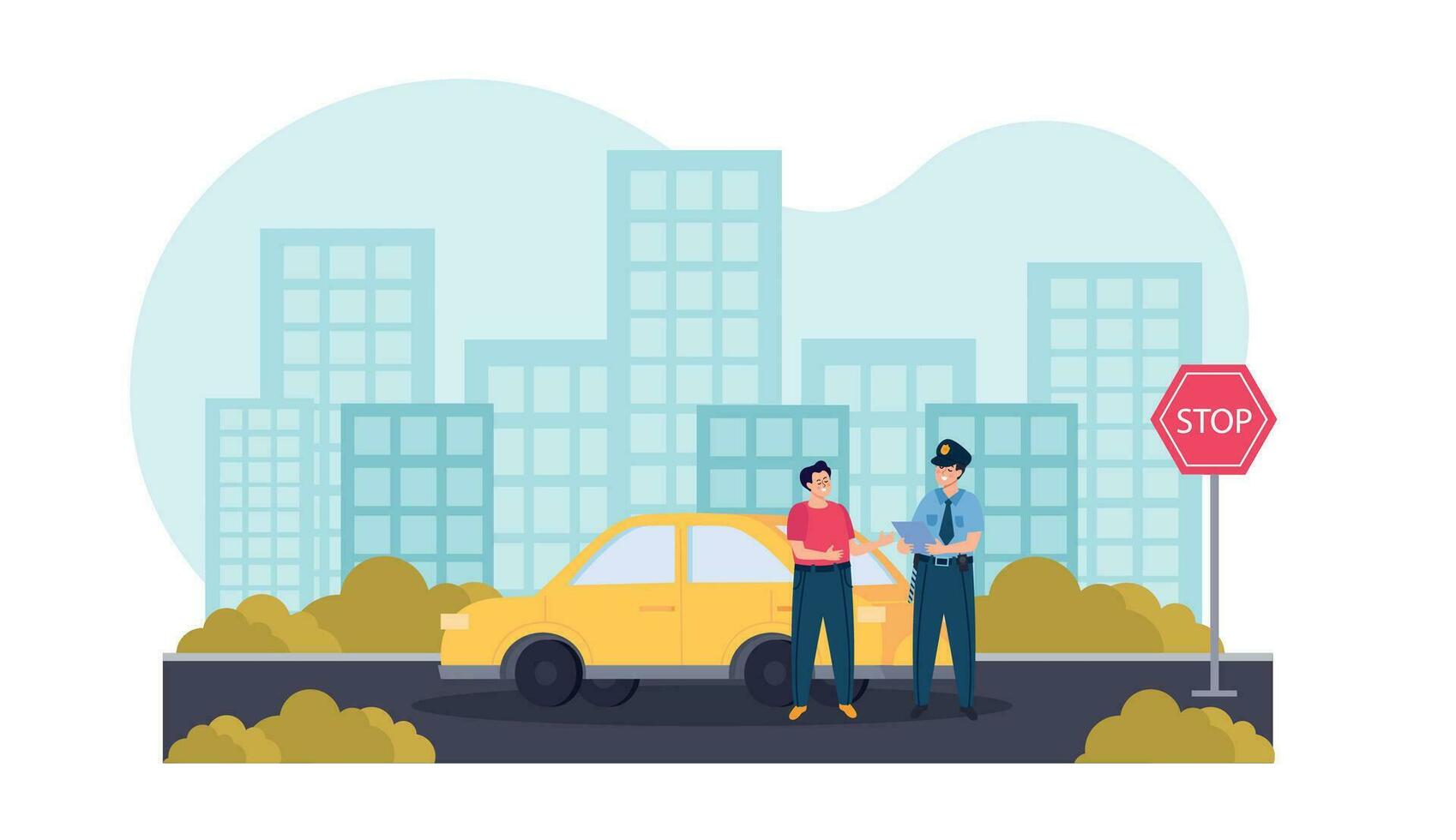 Traffic Police Flat Composition vector