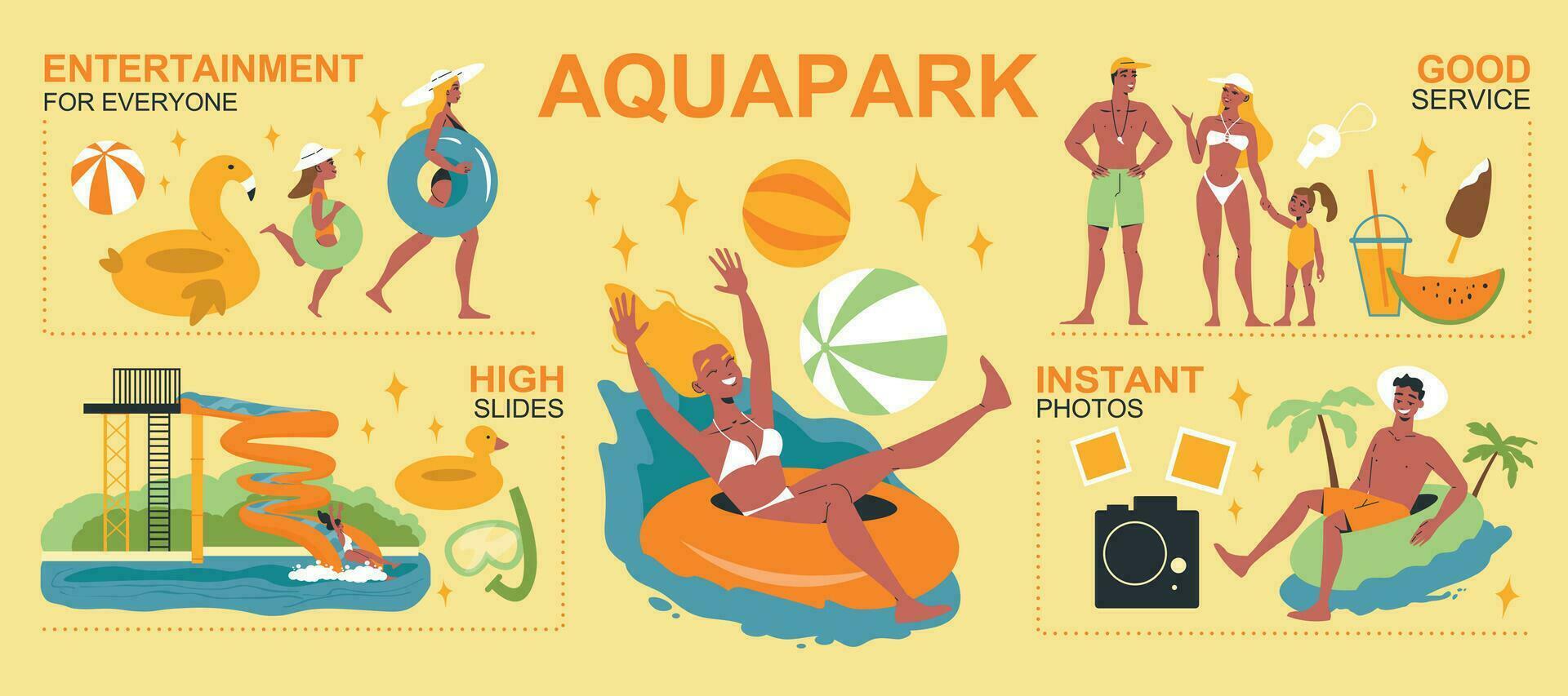 Aquapark Infographics Flat vector