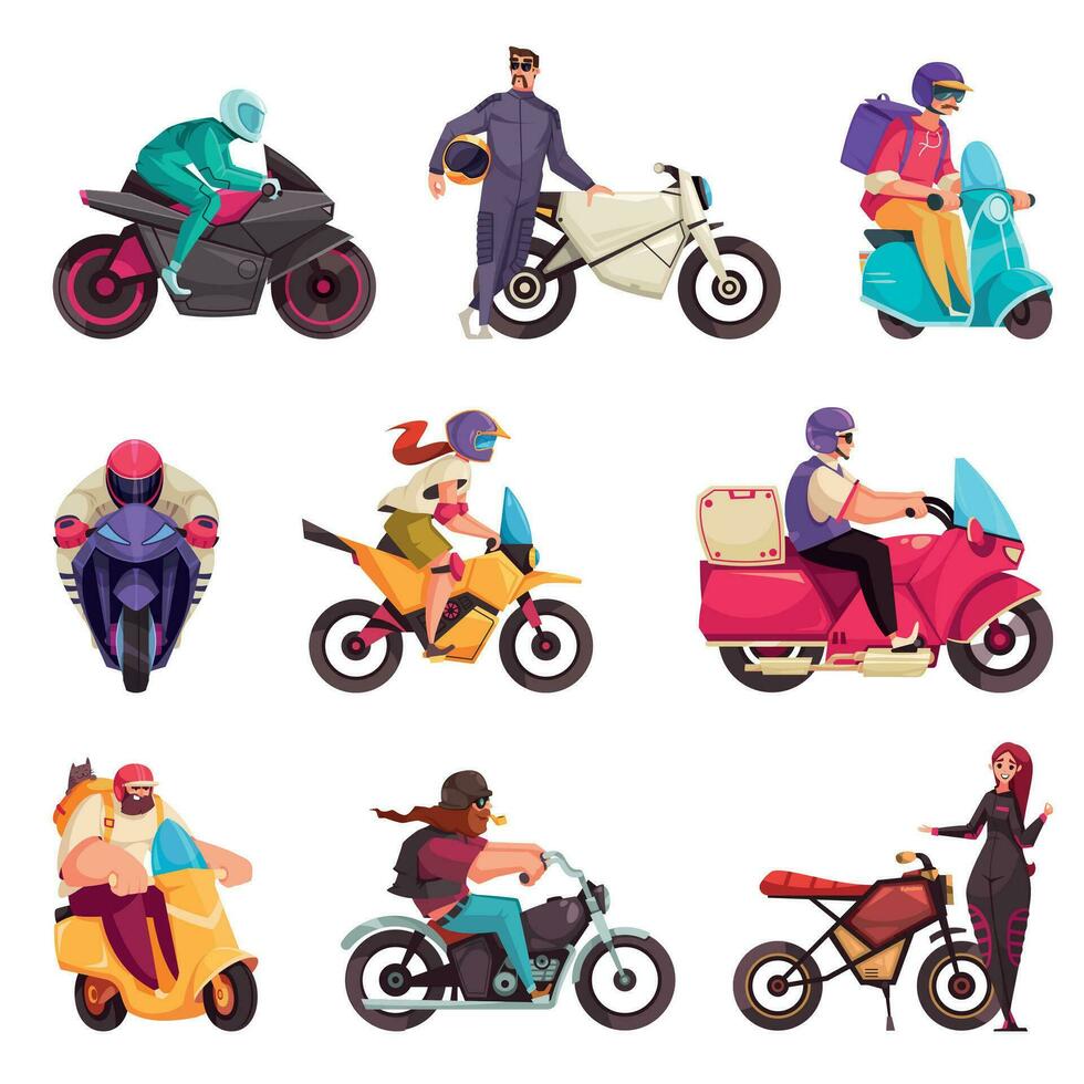 Motorcycle Biker Set vector