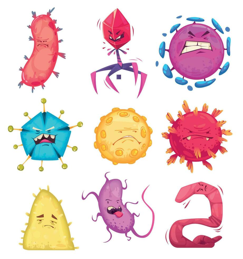 Bacteria And Virus Set vector