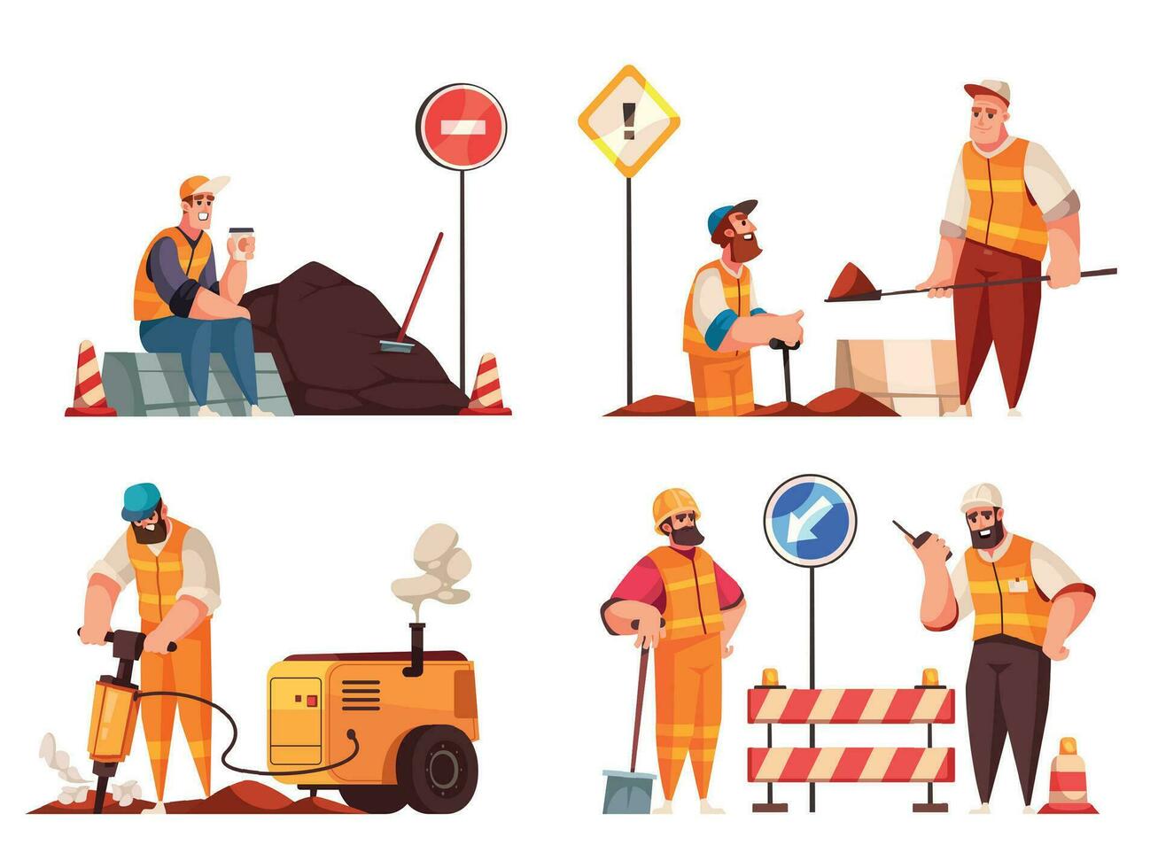 la carretera reparar 2x2 composiciones vector