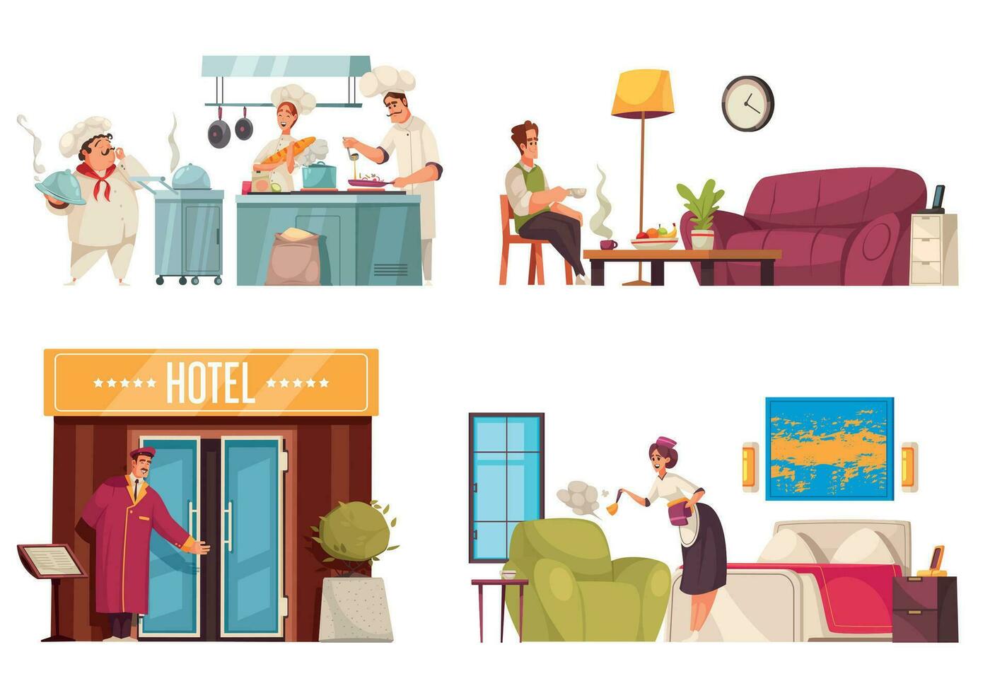 hotel 2x2 composiciones vector