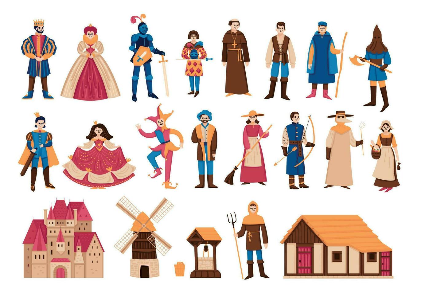 Medieval Village Kingdom Set vector