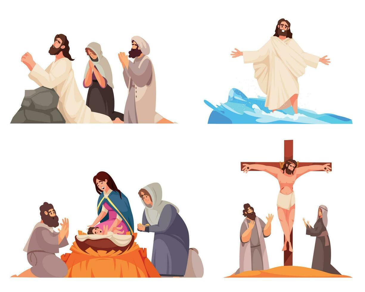 Bible Scenes Set vector